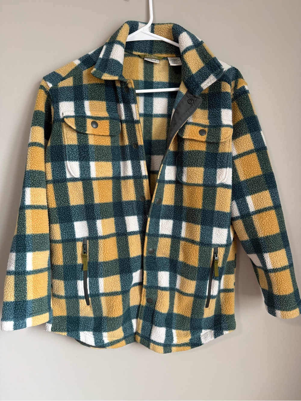 L.L. Bean Kids Plaid Sherpa Jacket Size 10/12